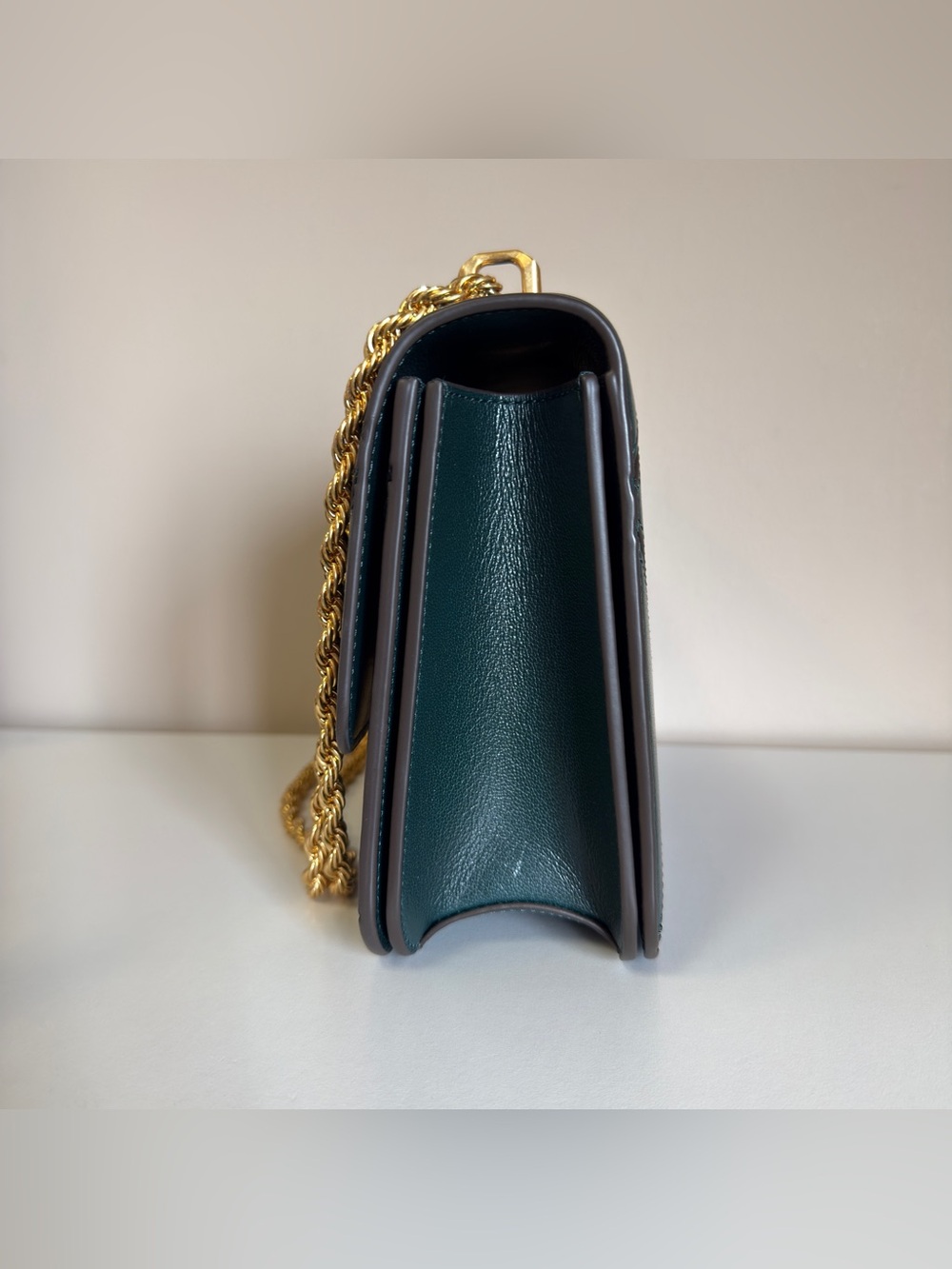 Tory Burch Fleming Leather Shoulder Bag in Dark Green - Picture 11 of 14